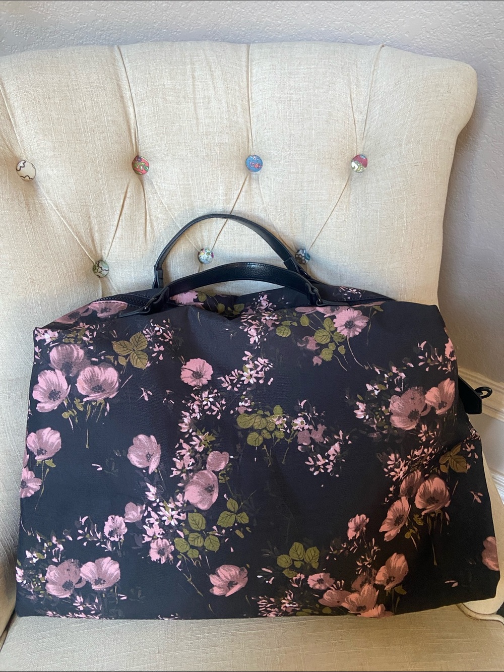 Women’s Black Floral Weekender Tote - Pink Flower Print, Mossimo Supply Co.